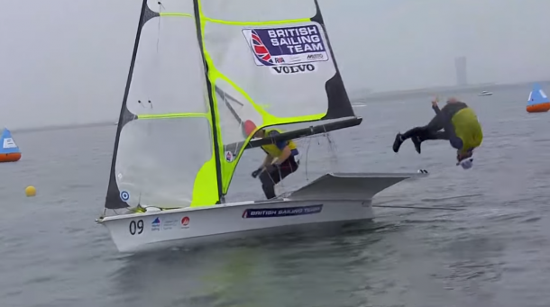 dylan fletcher celebrates victory with a front flip